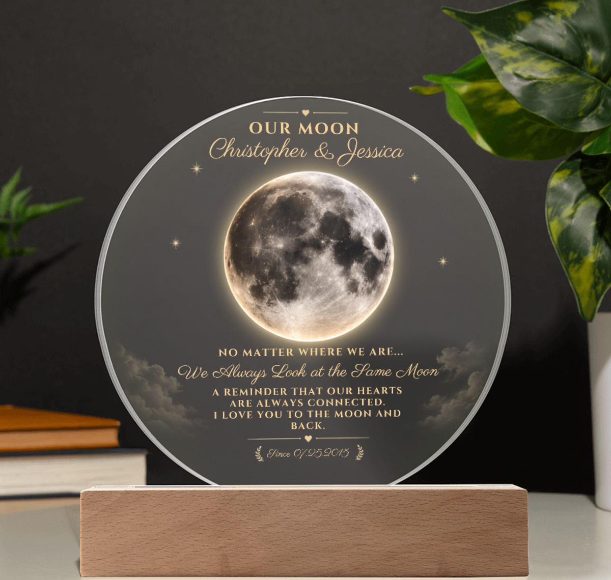 Personalized "Our Moon" Acrylic Plaque ā Custom Moon Phase Gift for Couples