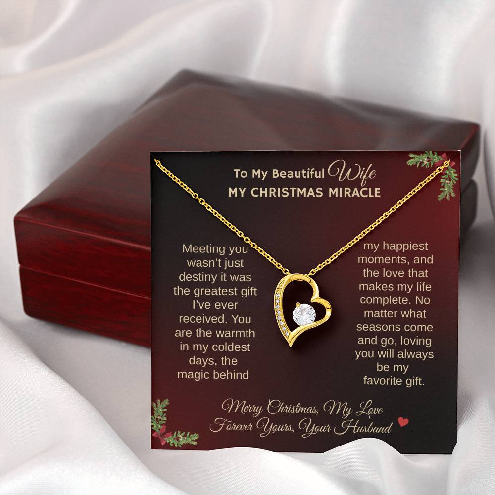 To My Beautiful Wife "My Christmas Miracle" Forever Love Necklace