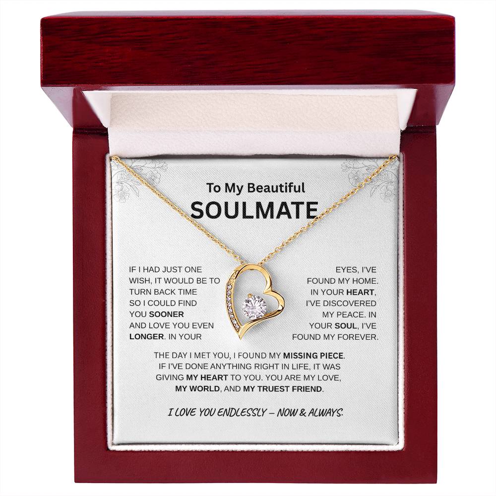 To My Beautiful Soulmate "I Found My Missing Piece" Forever Love Necklace