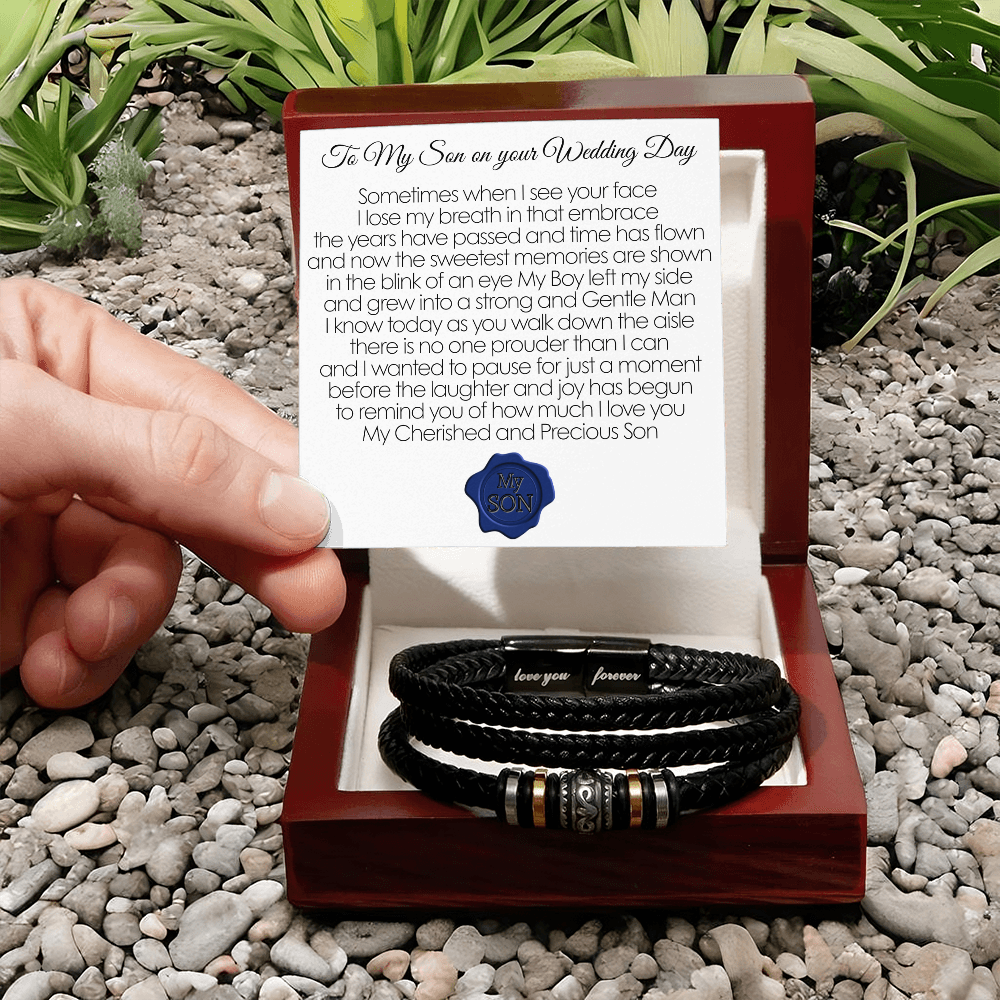 To My Son On His Wedding Day "In A Blink Of An Eye" Men's Love You Forever Bracelet.