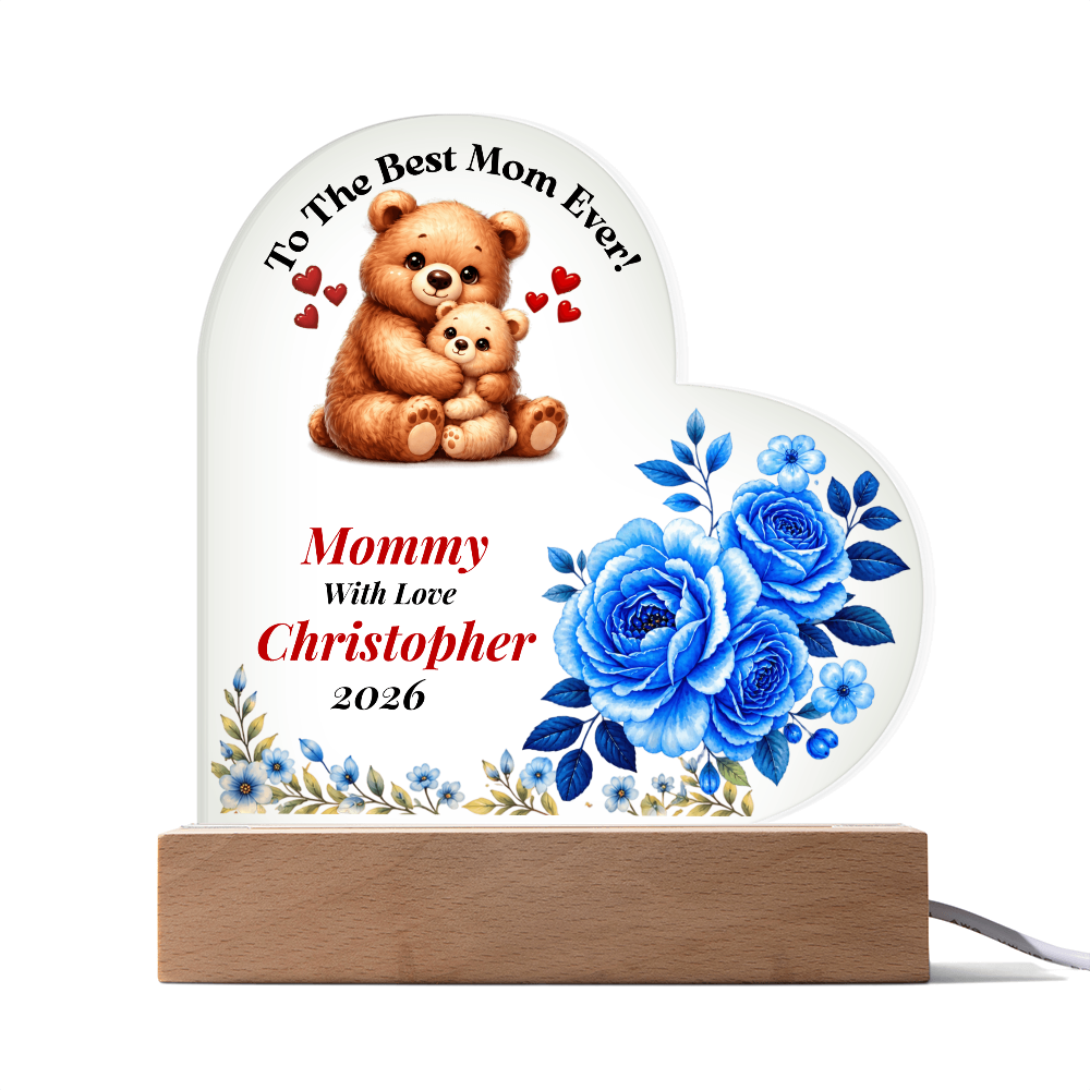 A Gift She'll Treasure Forever | Personalized Mommy Heart Acrylic Plaque