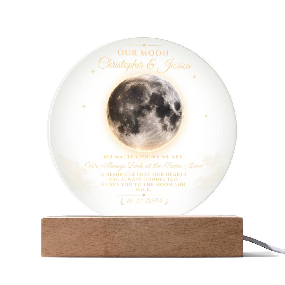Personalized "Our Moon" Acrylic Plaque ā Custom Moon Phase Gift for Couples