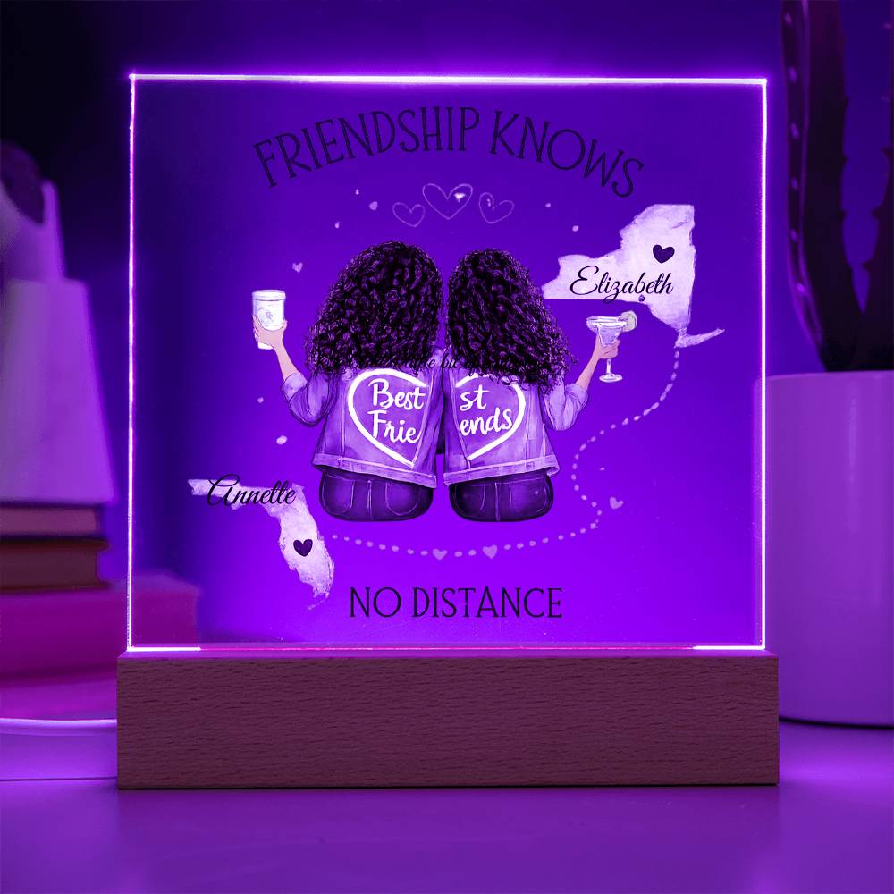Friendship Has No Distance  Acrylic Square Plaque