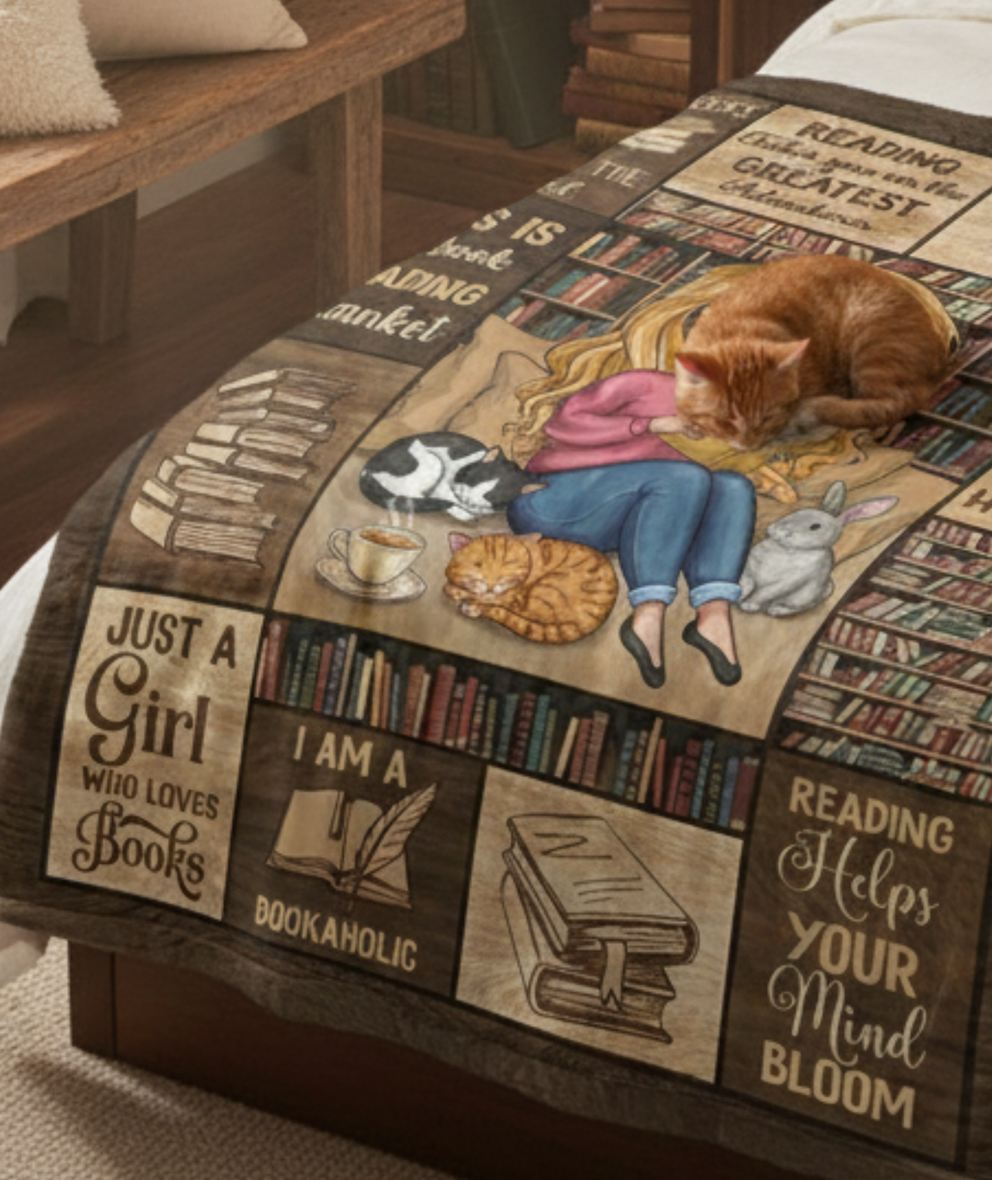 “Book Lover Fleece Blanket – Warm, Cozy Reading Throw” Cozy Plush Fleece Blanket