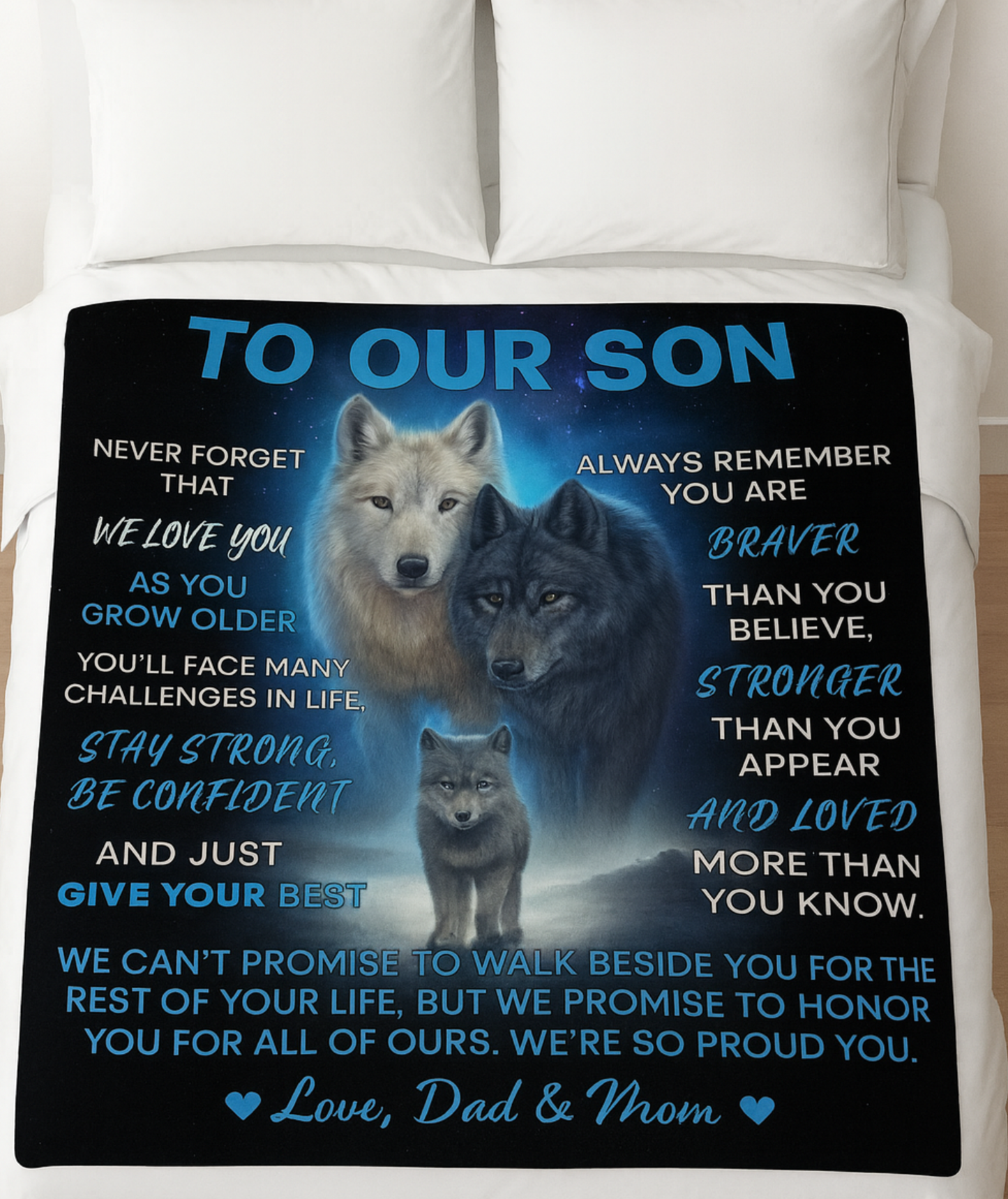To Our Son Wolf Blanket – Strength, Love, Guidance Gift