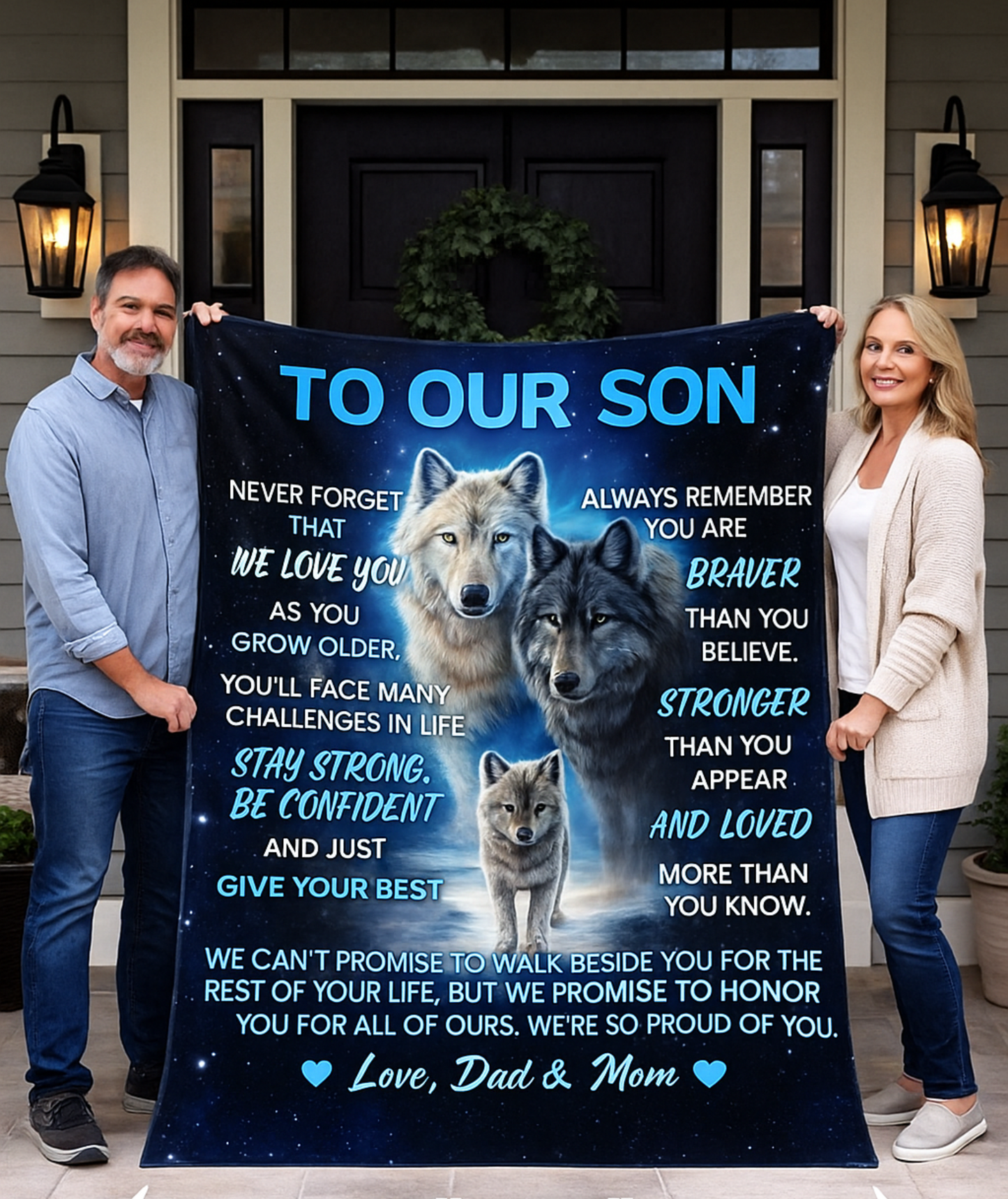 To Our Son Wolf Blanket – Strength, Love, Guidance Gift