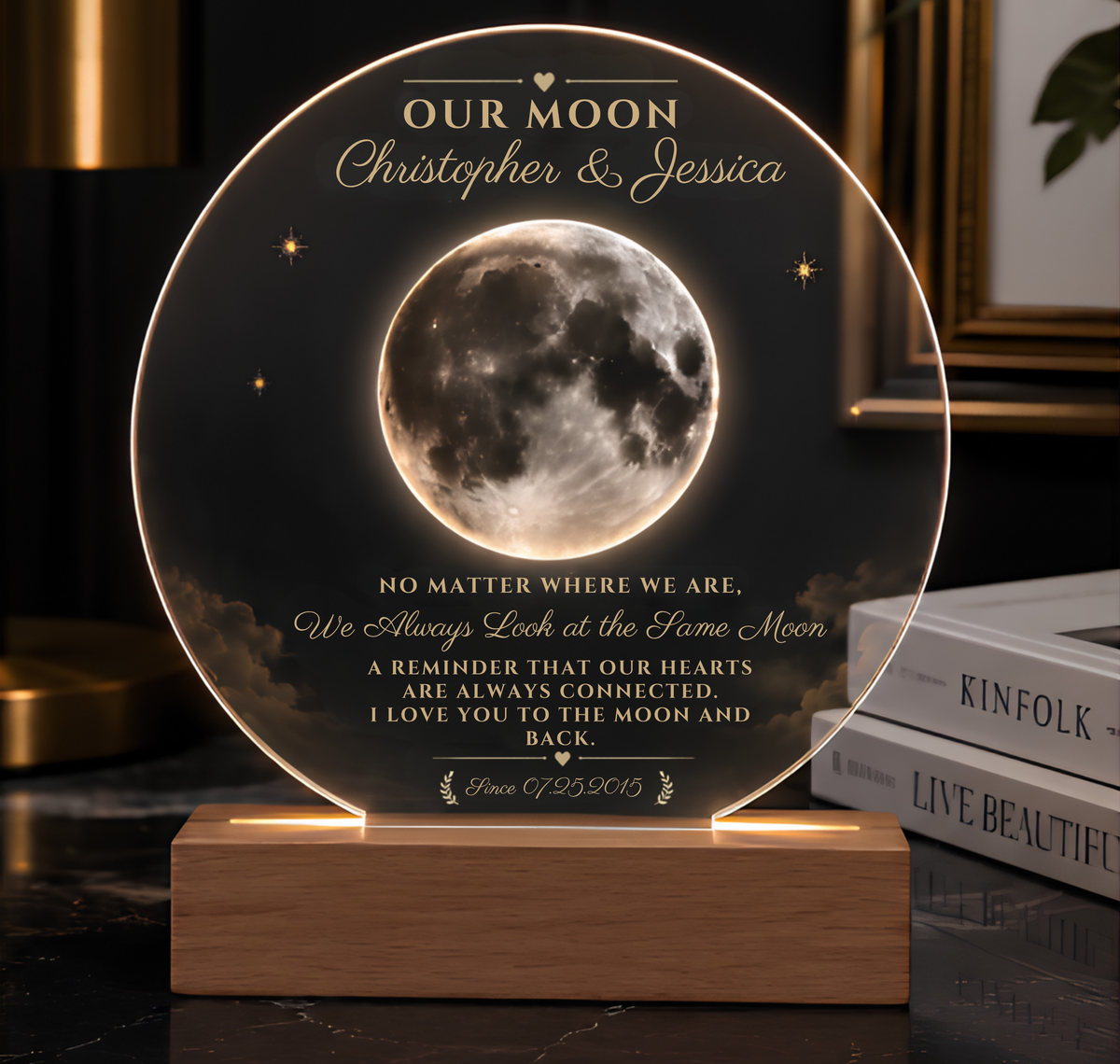 Personalized "Our Moon" Acrylic Plaque – Custom Moon Phase Gift for Couples
