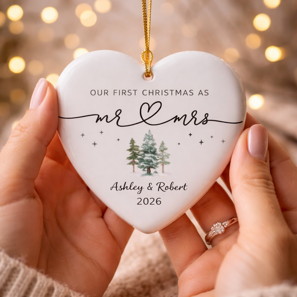 Mr. & Mrs. First Christmas Heart Ornament