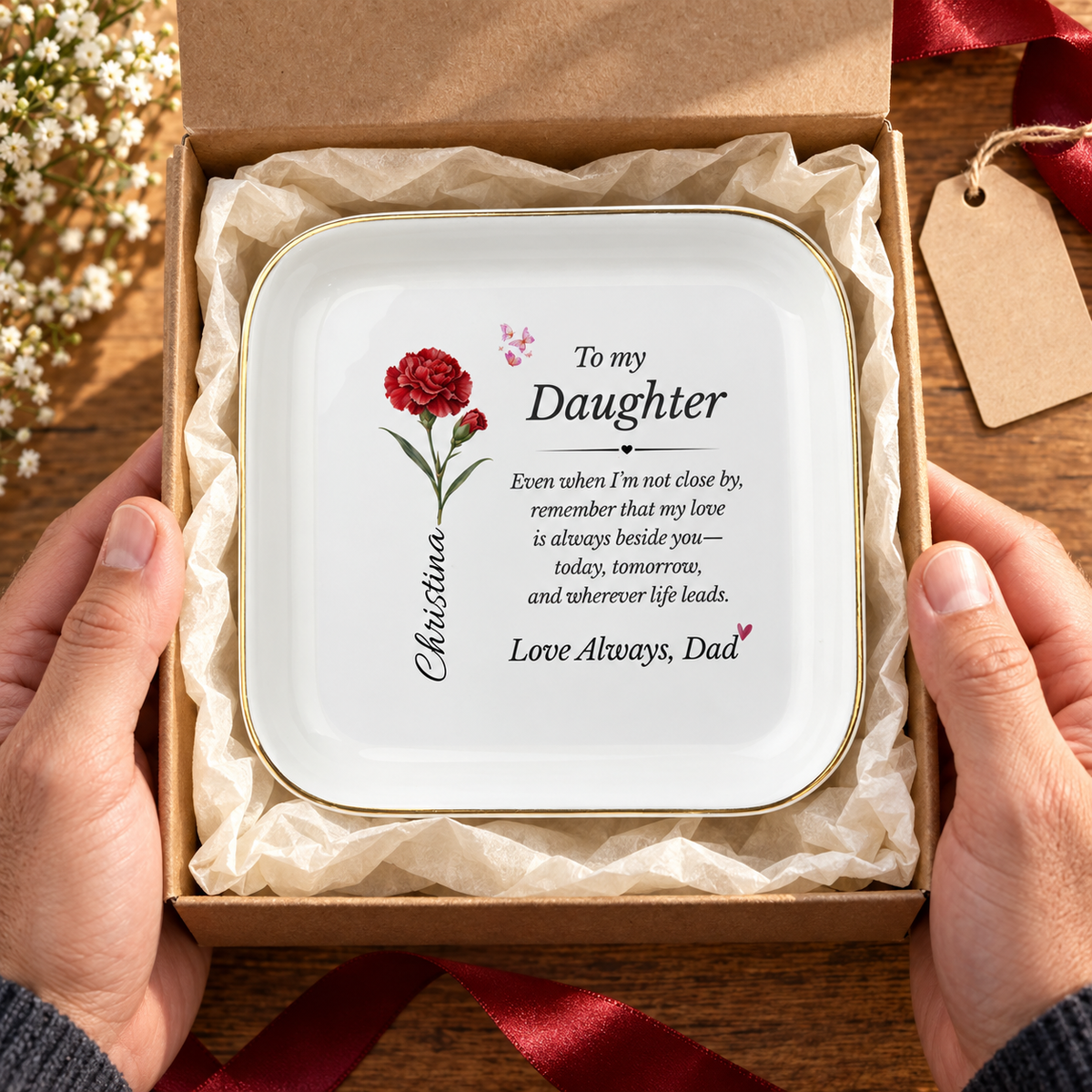 Personalized Birth Flower Gift for Daughter – Love Always, Dad