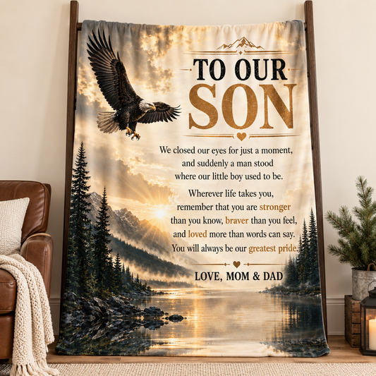 Personalized To My Son Blanket From Mom & Dad – Meaningful Gift for an Adult Son