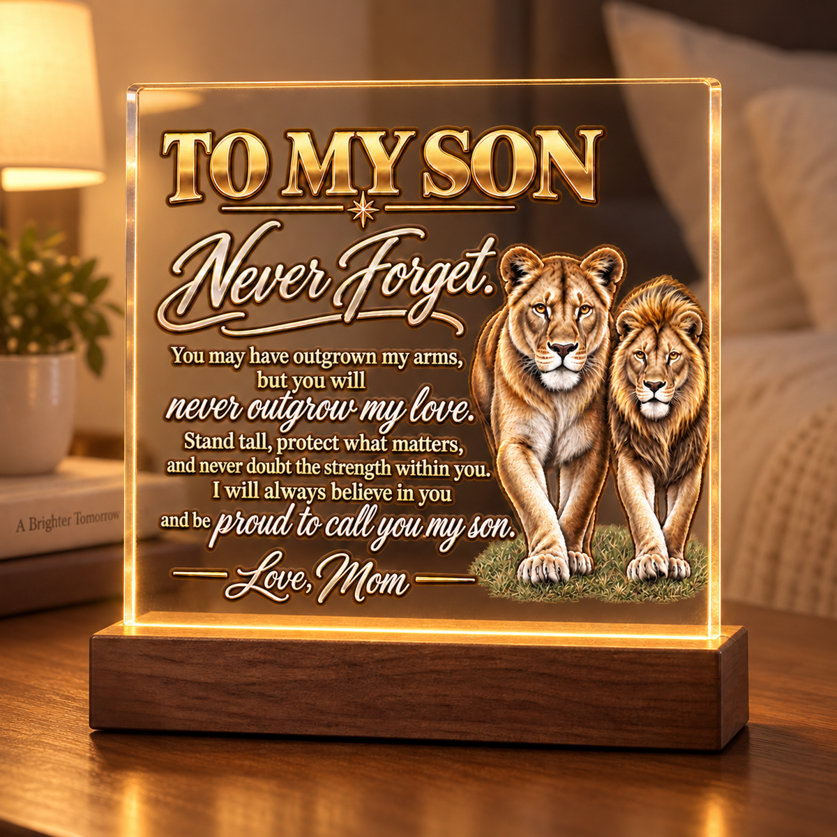 Never Outgrow My Love – Personalized Acrylic Plaque for Son