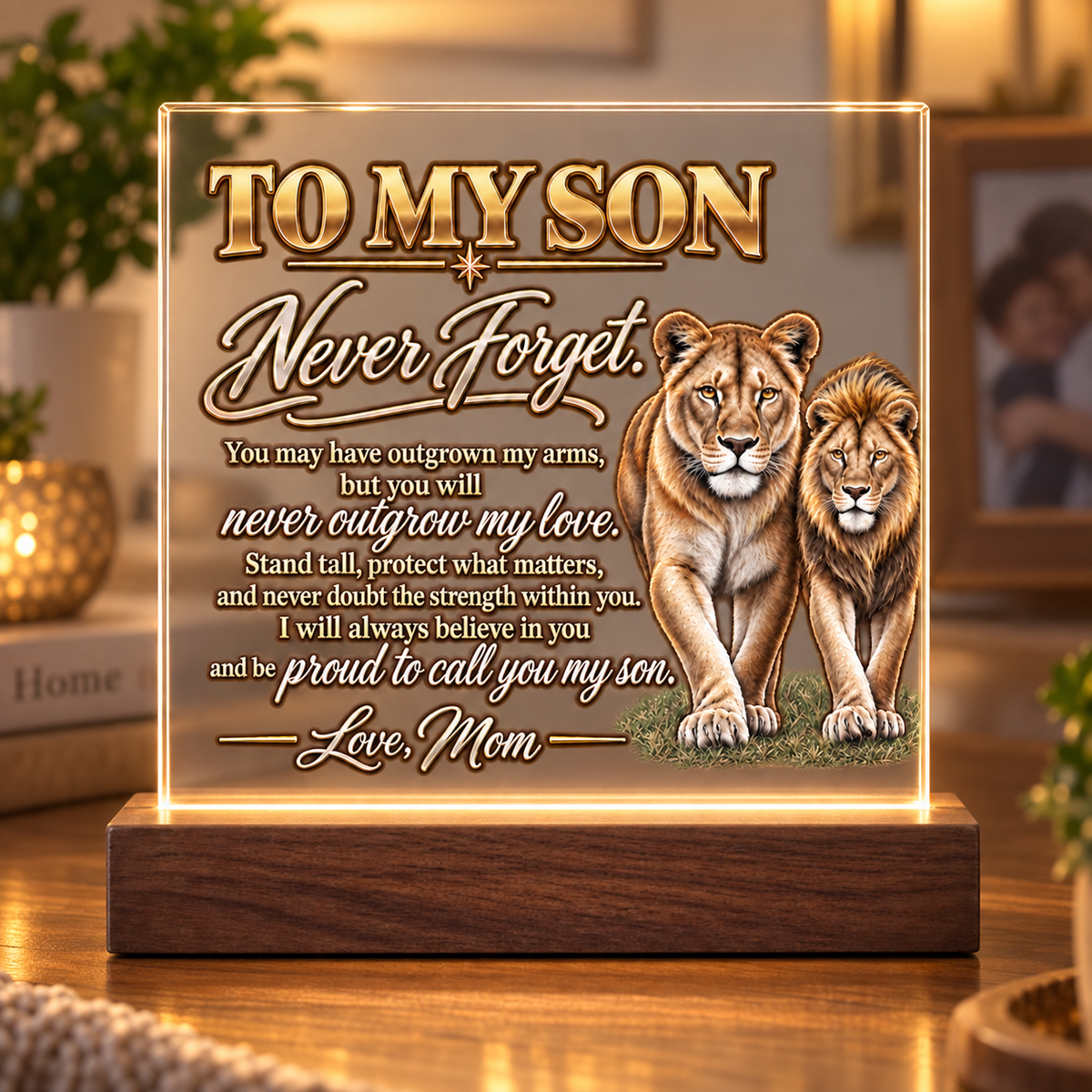 Never Outgrow My Love – Personalized Acrylic Plaque for Son