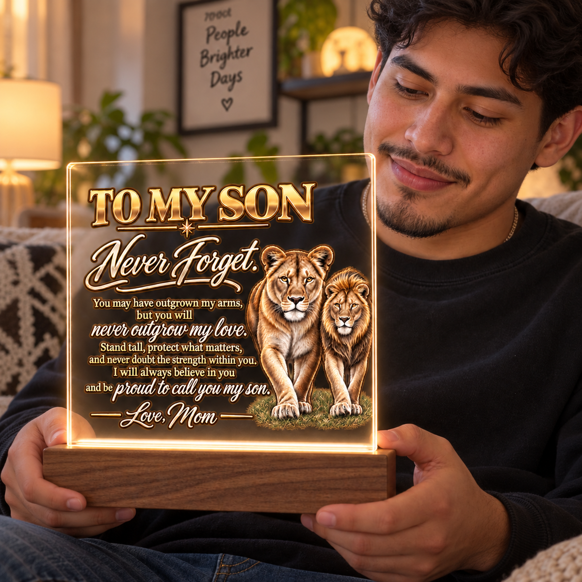 Never Outgrow My Love – Personalized Acrylic Plaque for Son
