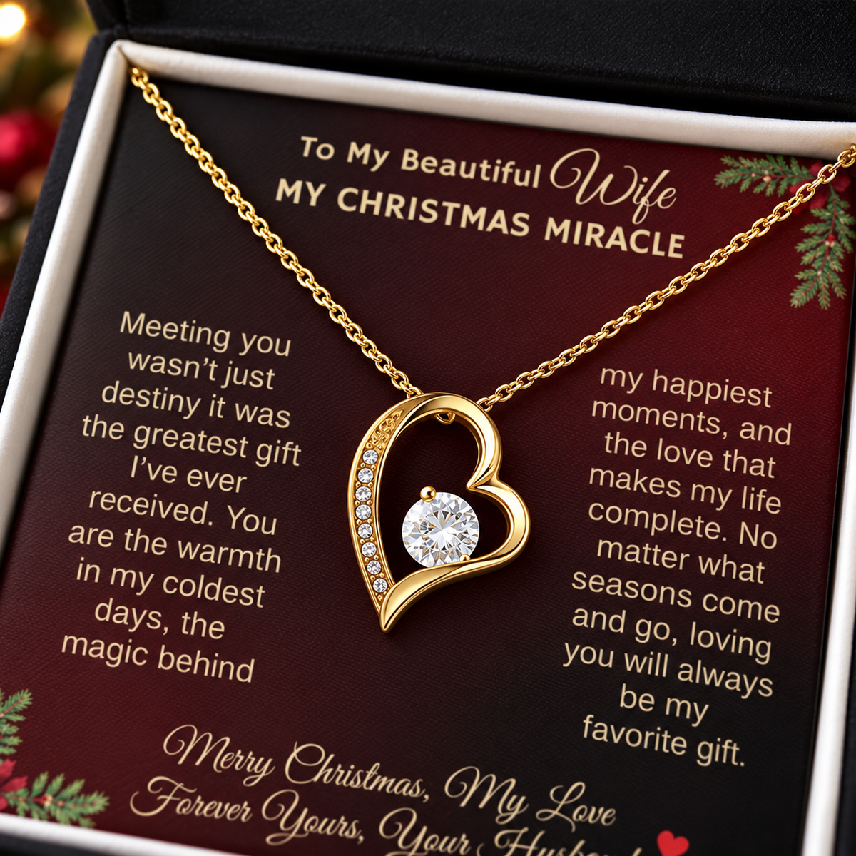 To My Beautiful Wife "My Christmas Miracle" Forever Love Necklace❤️