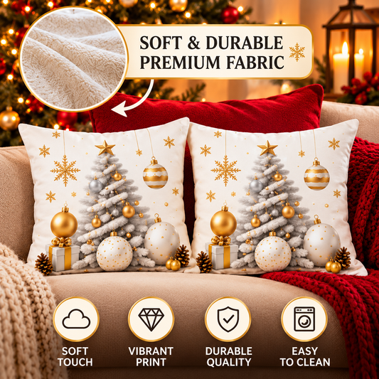 White & Gold Christmas Tree Pillow