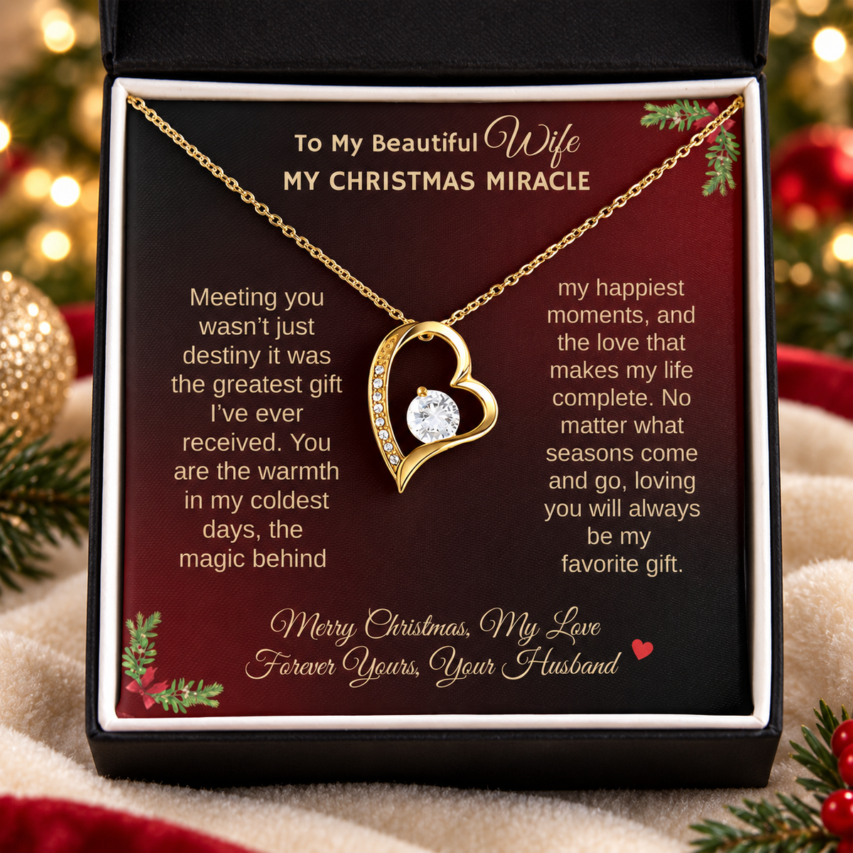 To My Beautiful Wife "My Christmas Miracle" Forever Love Necklace❤️