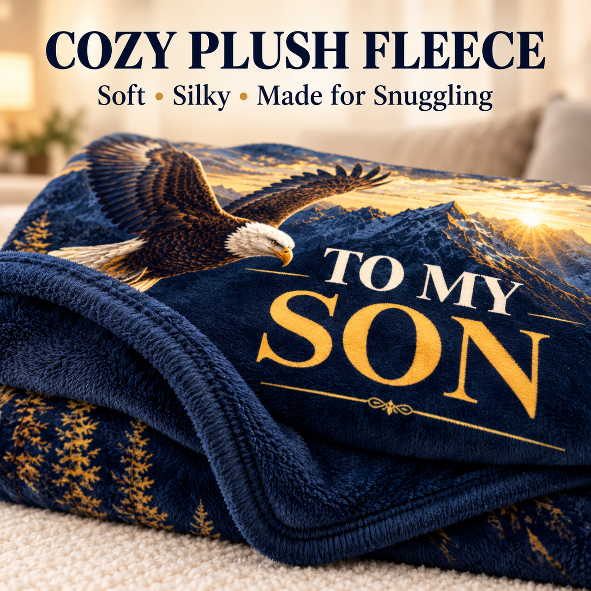 Personalized To My Son Blanket From Mom " Eagle Keepsake Gift"