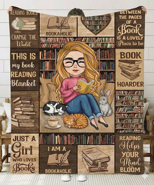 “Book Lover Fleece Blanket – Warm, Cozy Reading Throw” Cozy Plush Fleece Blanket