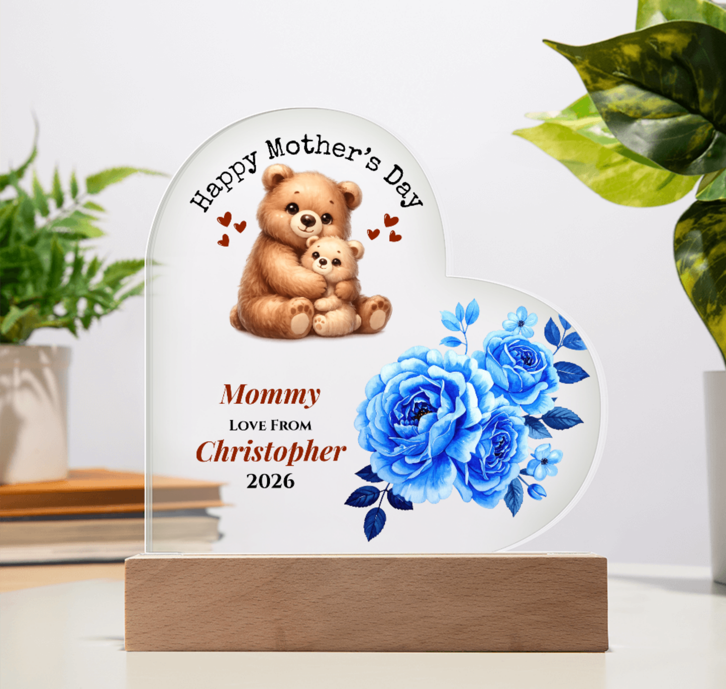 Custom Mother's Day Heart Plaque | Personalized Gift from Daughter or Son