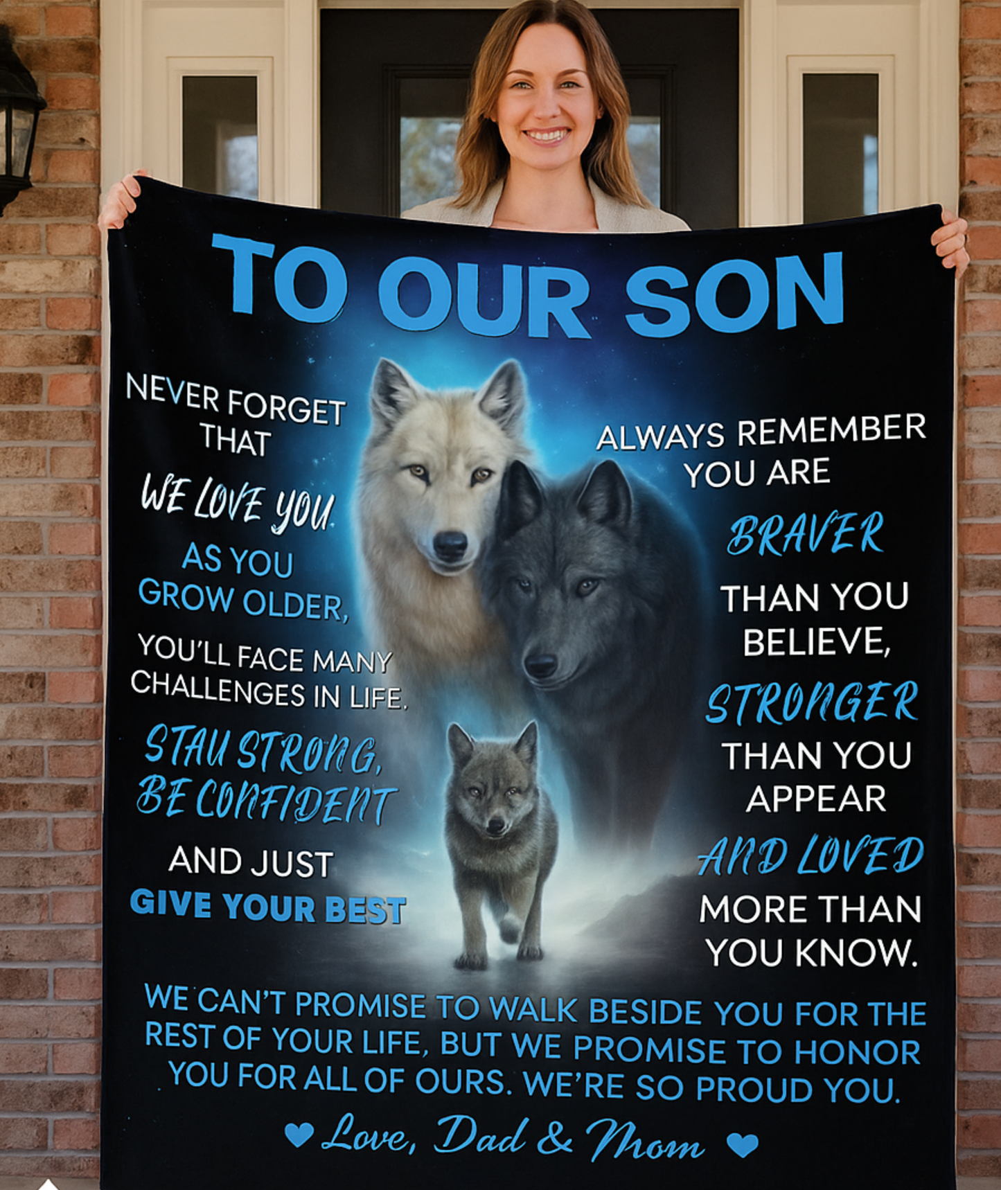 To Our Son Wolf Blanket – Strength, Love, Guidance Gift
