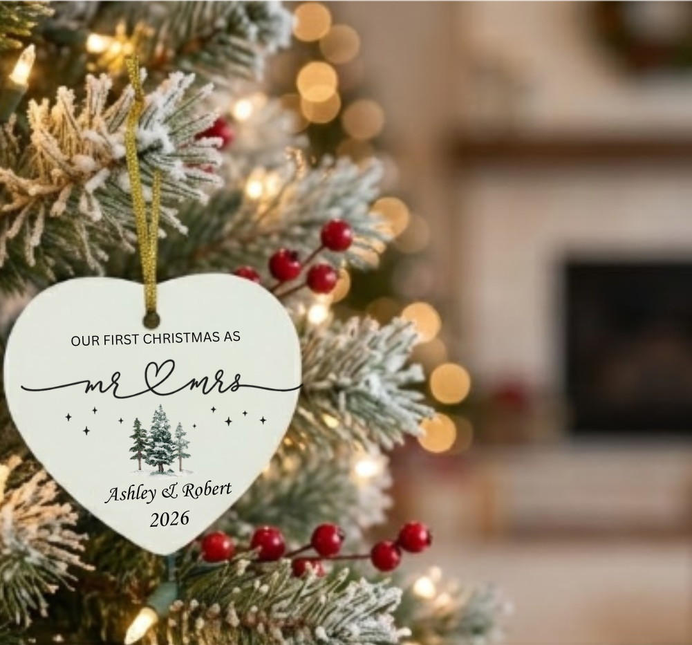 Mr. & Mrs. First Christmas Heart Ornament