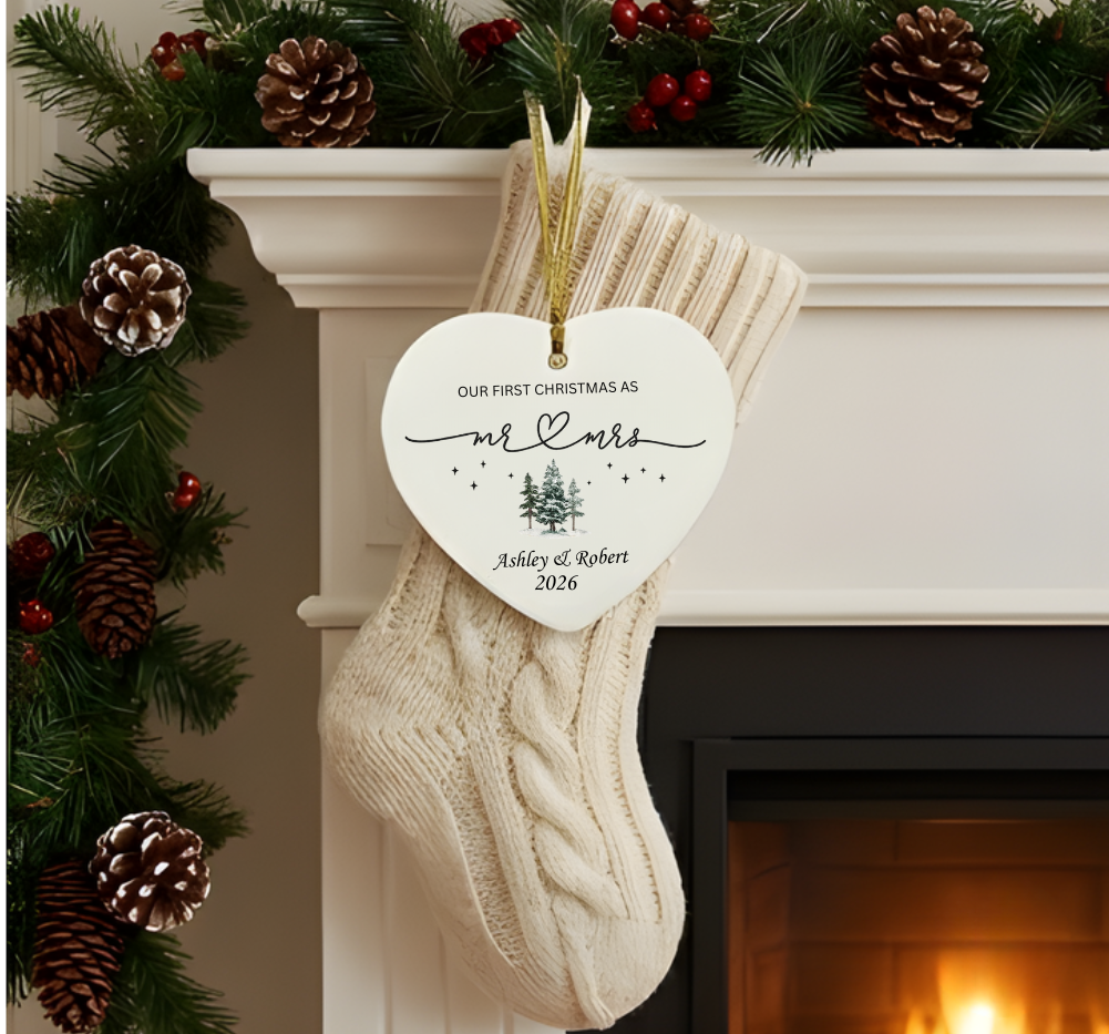 Mr. & Mrs. First Christmas Heart Ornament