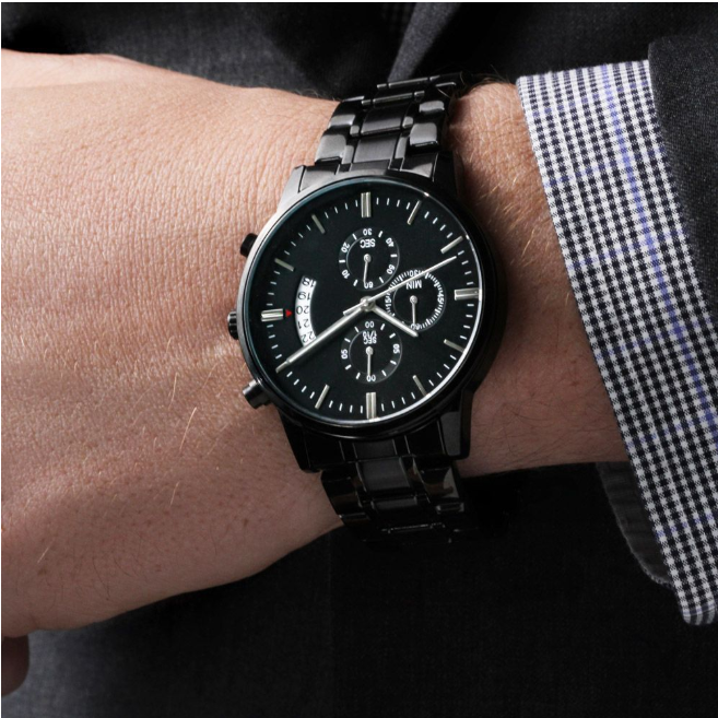 To My Son "On Your Wedding Day" Black Chronograph Watch