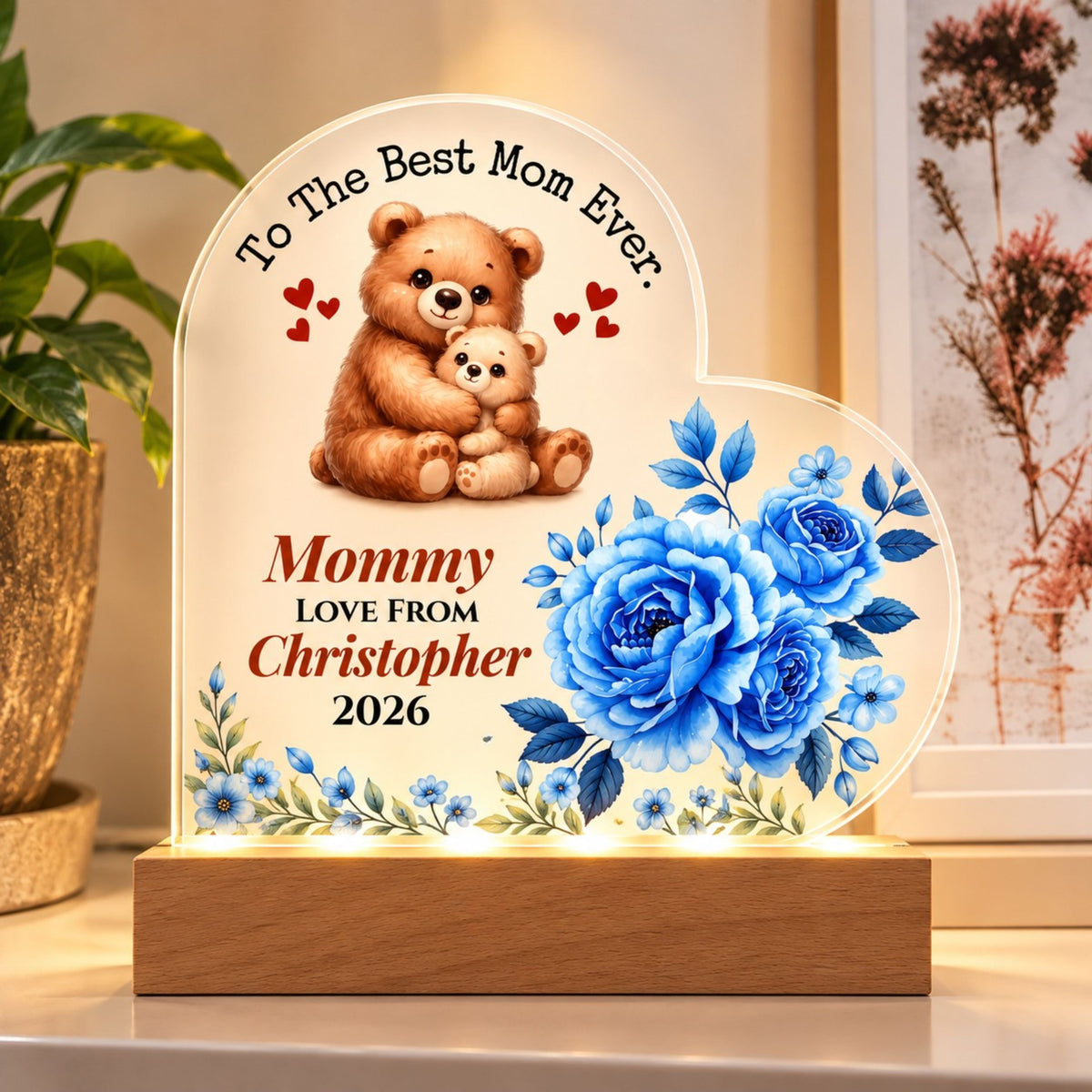 A Gift She'll Treasure Forever | Personalized Mommy Heart Acrylic Plaque