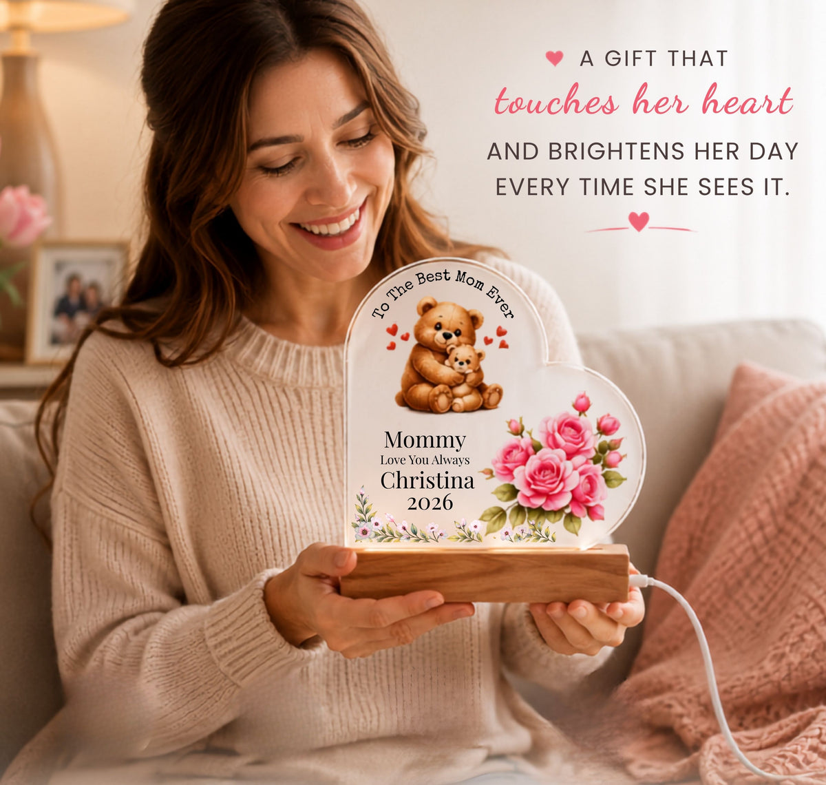 A Gift She'll Treasure Forever | Personalized Mommy Heart Acrylic Plaque