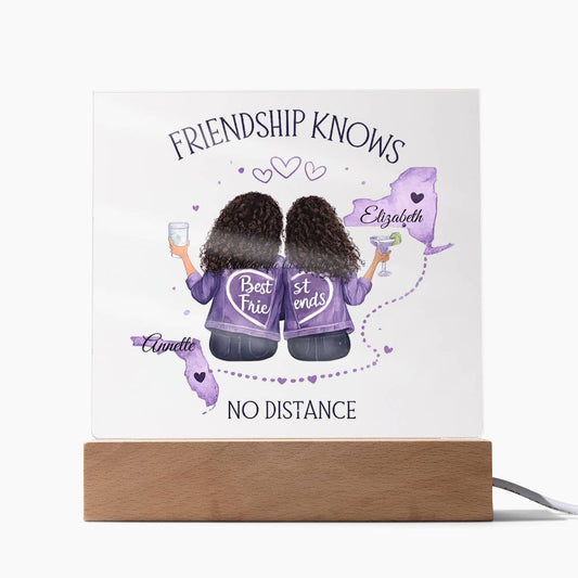 Friendship Has No Distance  Acrylic Square Plaque
