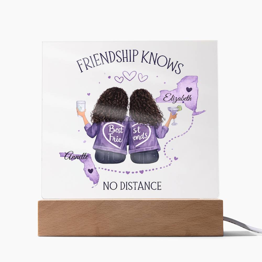 Friendship Has No Distance  Acrylic Square Plaque