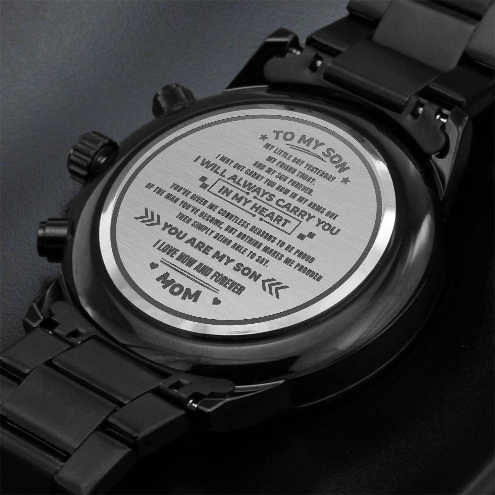 To My Son "Yesterday,Today, Forever" Black Chronograph Watch