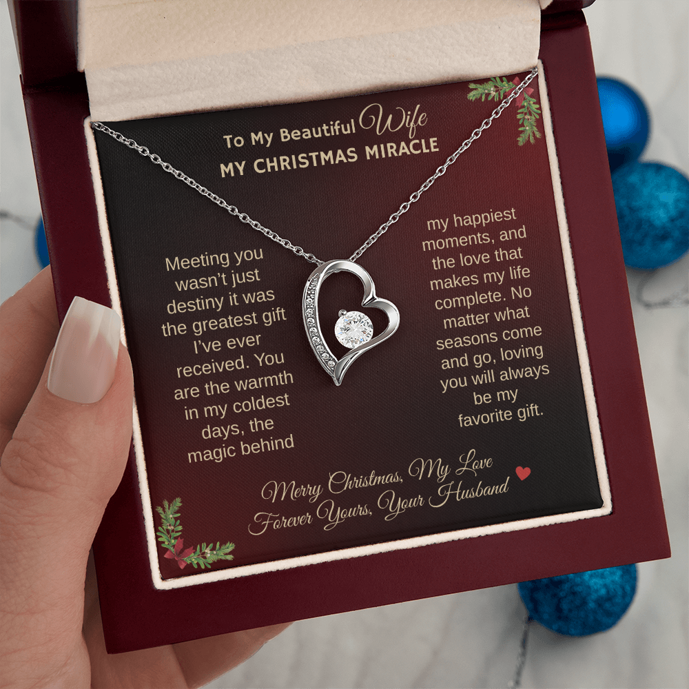To My Beautiful Wife "My Christmas Miracle" Forever Love Necklace