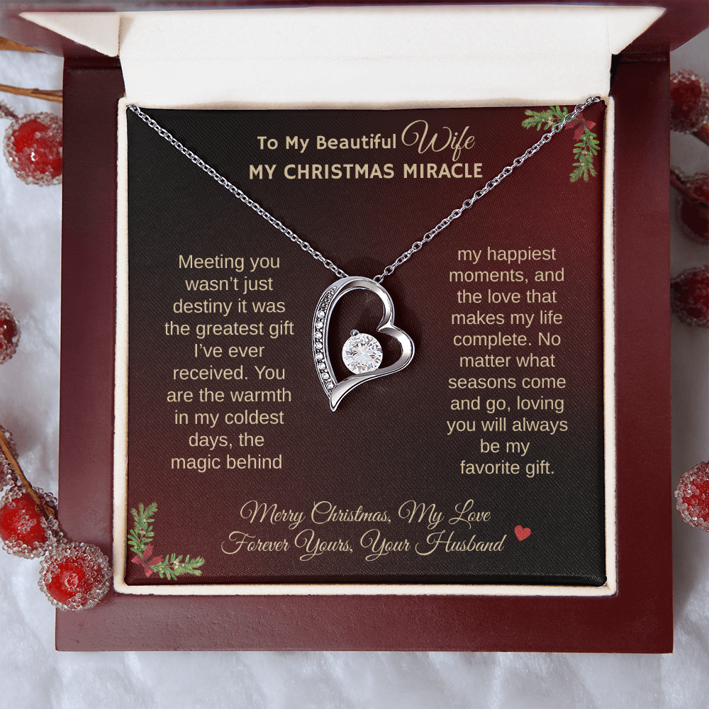 To My Beautiful Wife "My Christmas Miracle" Forever Love Necklace