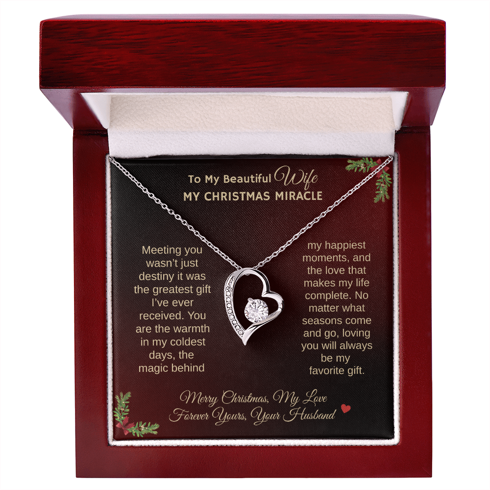 To My Beautiful Wife "My Christmas Miracle" Forever Love Necklace