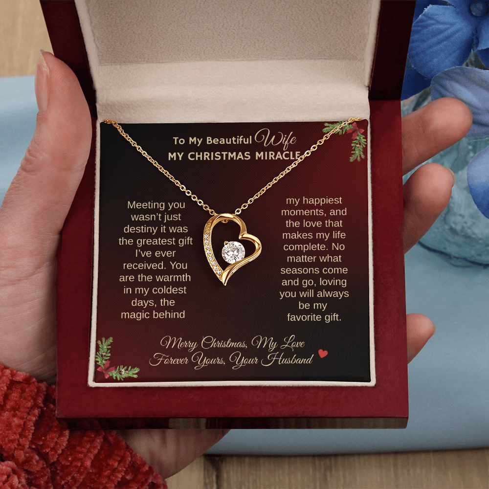To My Beautiful Wife "My Christmas Miracle" Forever Love Necklace
