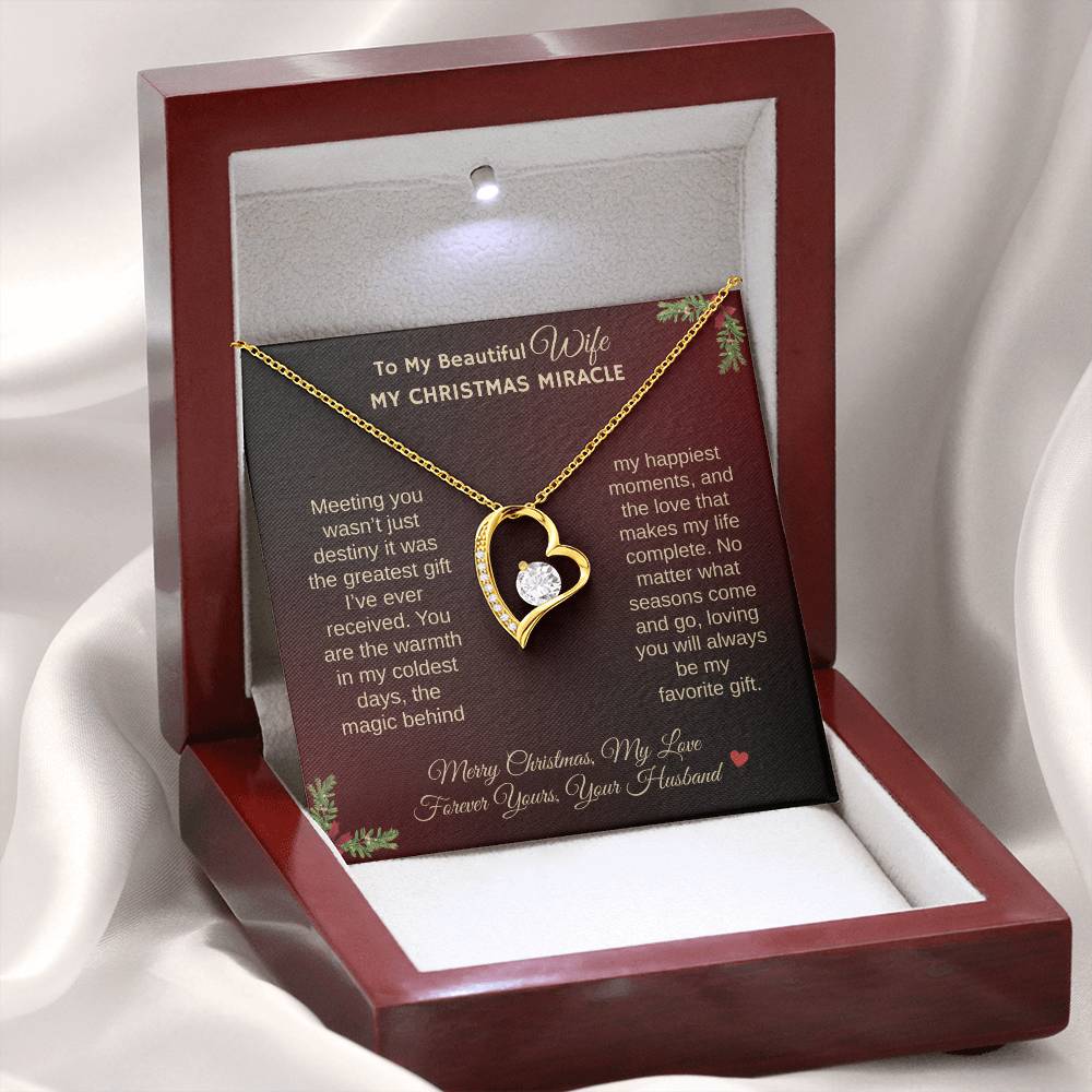 To My Beautiful Wife "My Christmas Miracle" Forever Love Necklace
