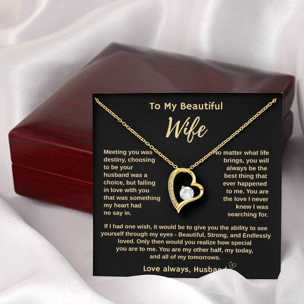 To My Beautiful Wife "Meeting You Was Destiny"  Forever Love Necklace