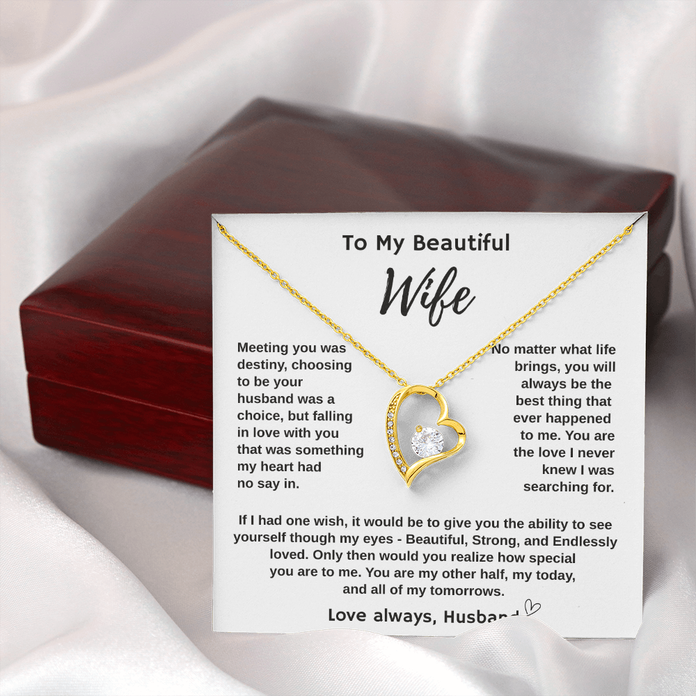 To My Wife "Meeting You Was Destiny" Forever Love Necklace.