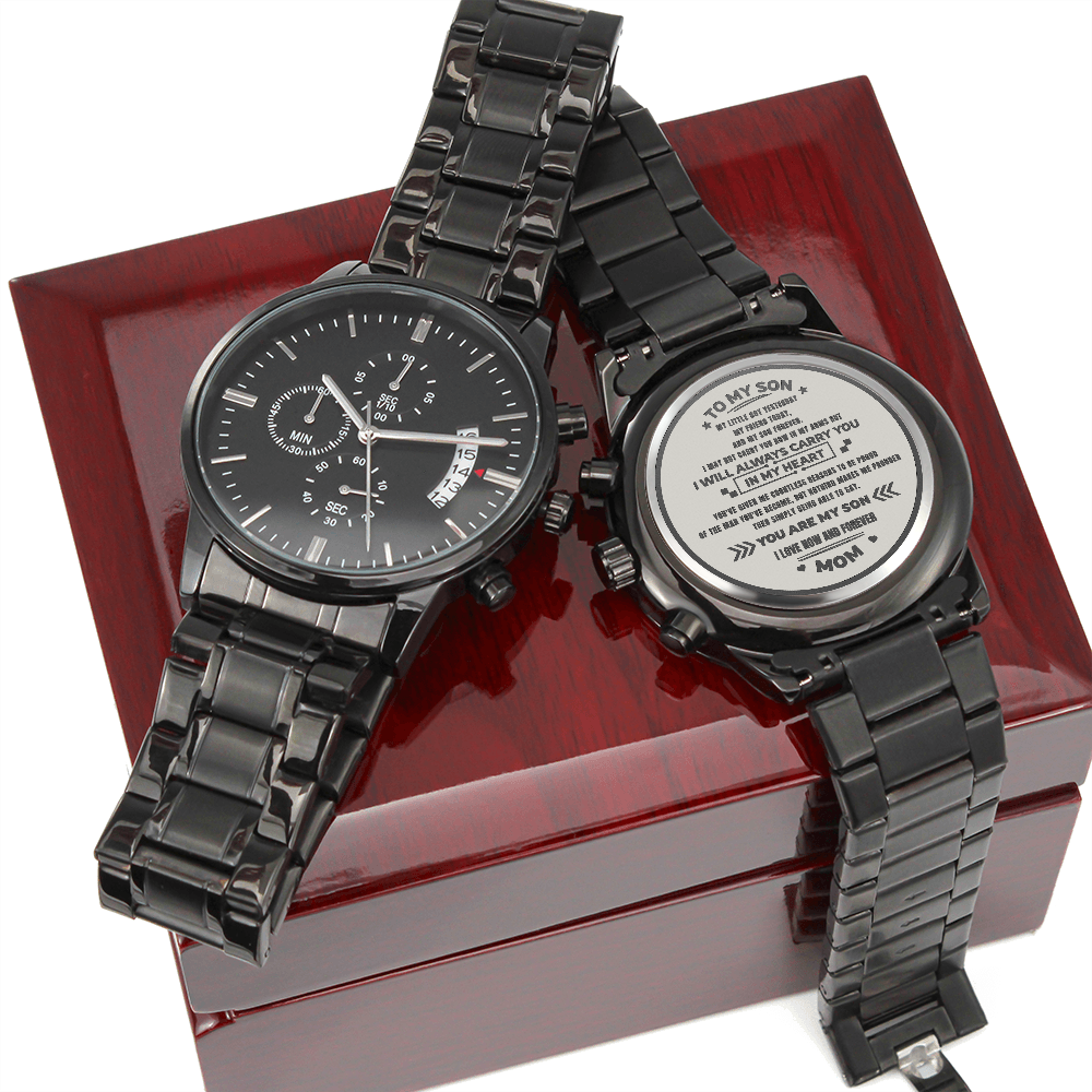 To My Son "Yesterday,Today, Forever" Black Chronograph Watch