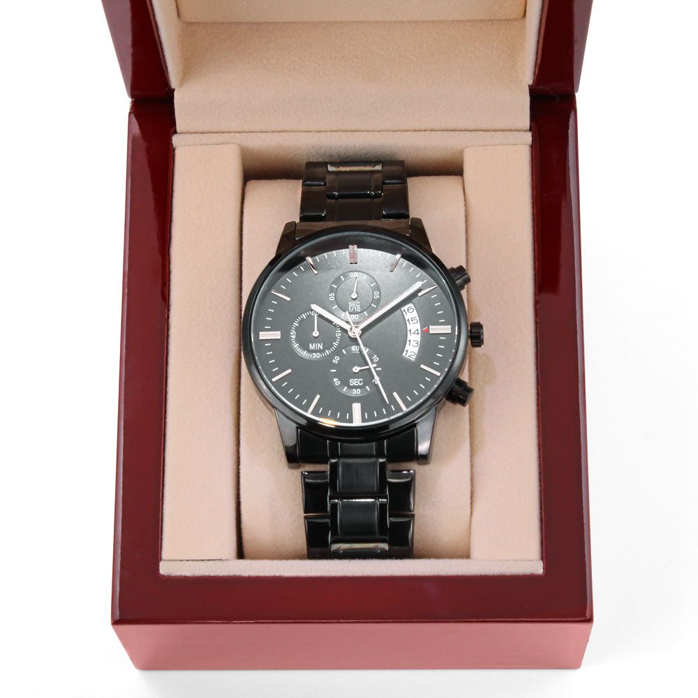 To My Son "Yesterday,Today, Forever" Black Chronograph Watch