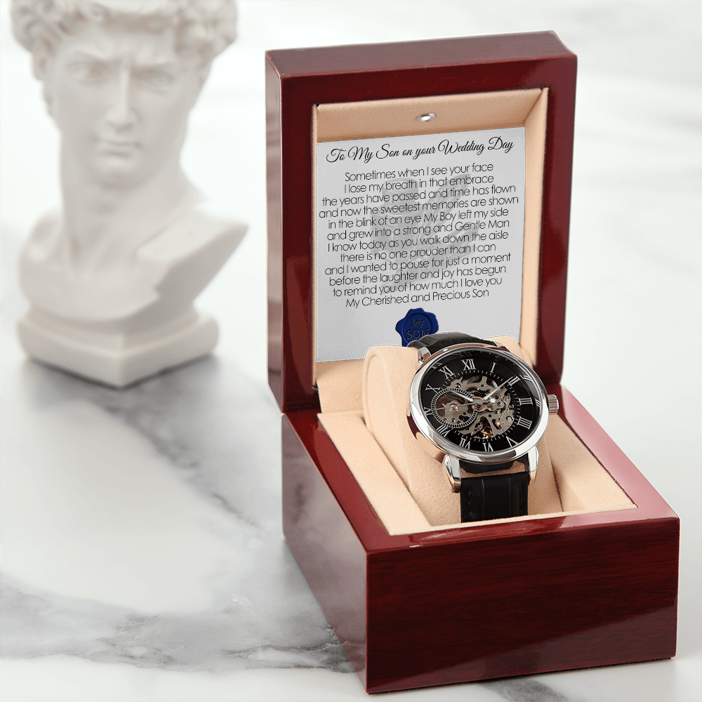 To My Son On "Your Wedding Day" Men's Open Work Watch