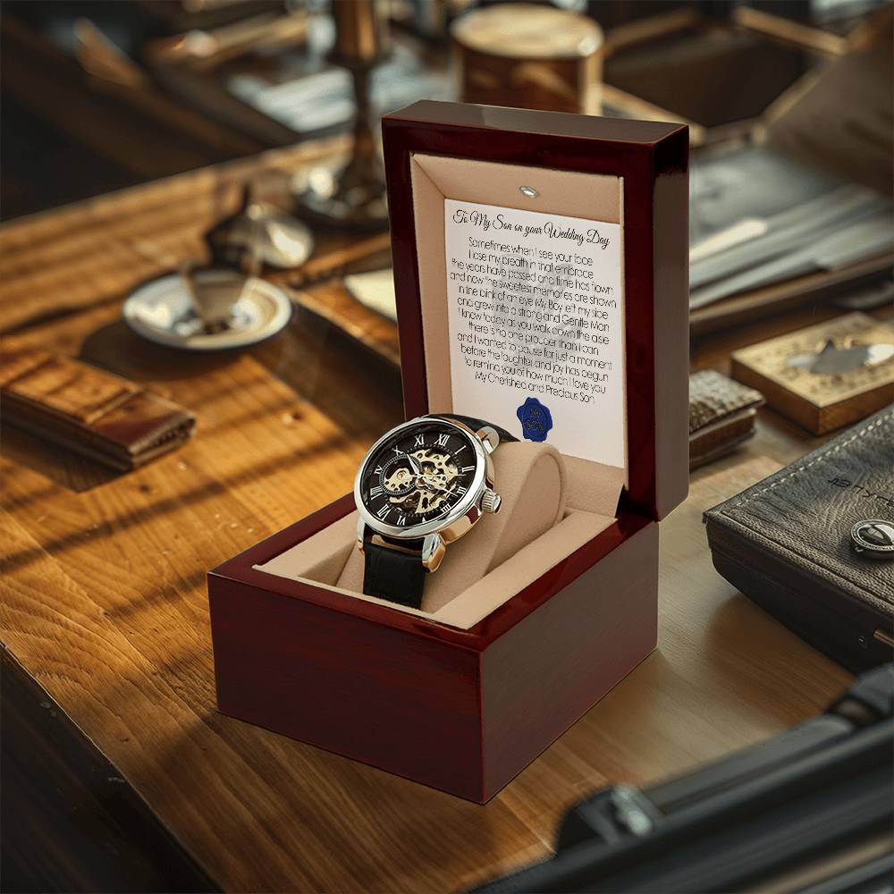 To My Son On "Your Wedding Day" Men's Open Work Watch