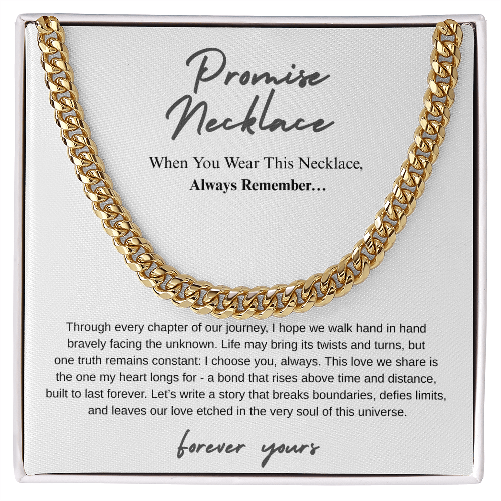 Promise Necklace " Every Chapter Of Our Journey" Cuban Link Chain.