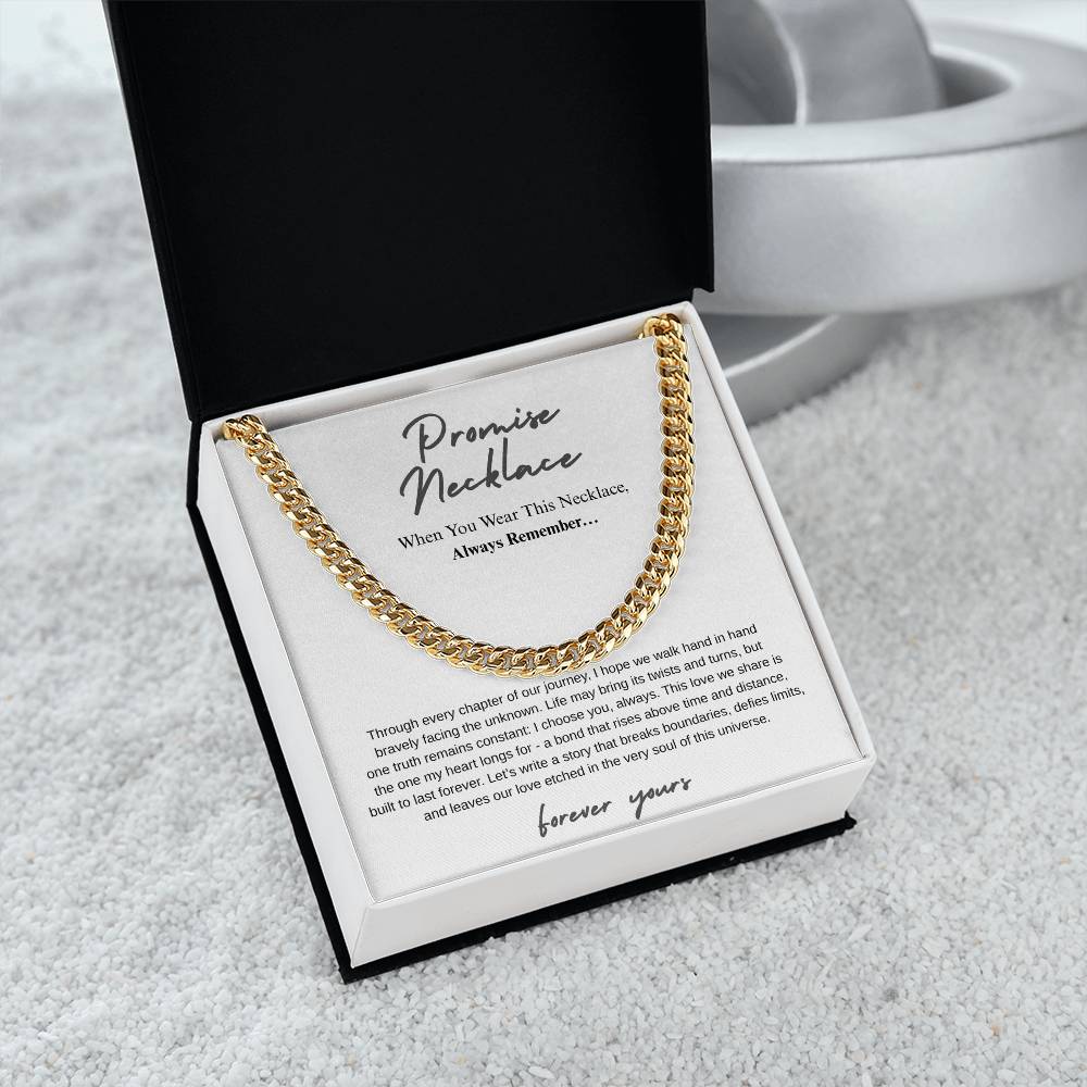 Promise Necklace " Every Chapter Of Our Journey" Cuban Link Chain.