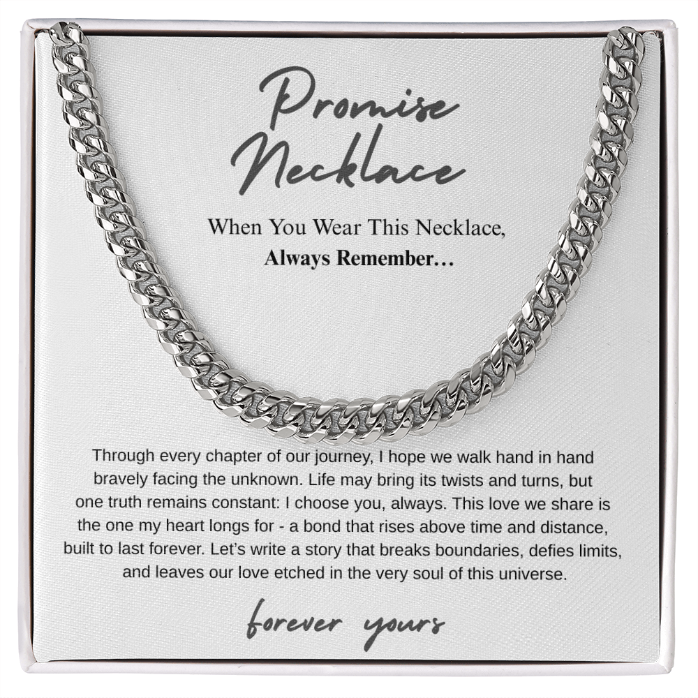 Promise Necklace " Every Chapter Of Our Journey" Cuban Link Chain.