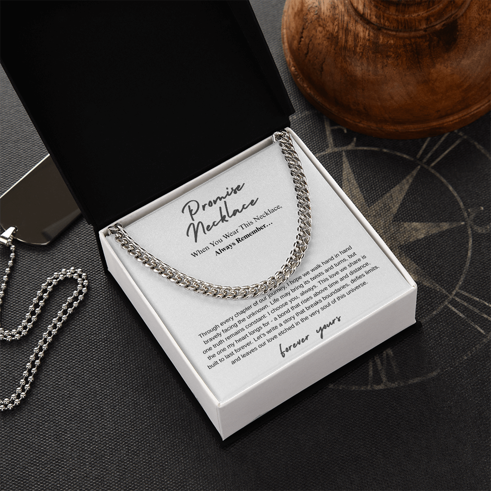 Promise Necklace " Every Chapter Of Our Journey" Cuban Link Chain.