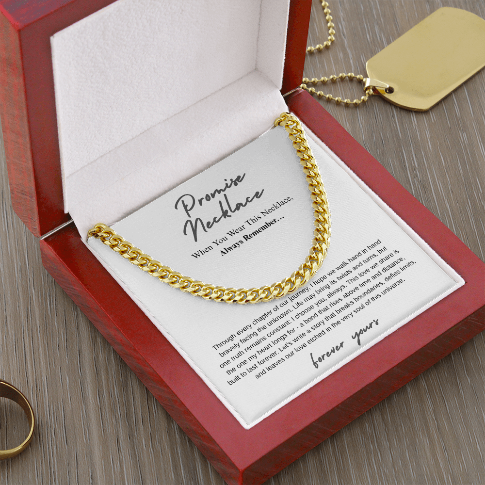 Promise Necklace " Every Chapter Of Our Journey" Cuban Link Chain.
