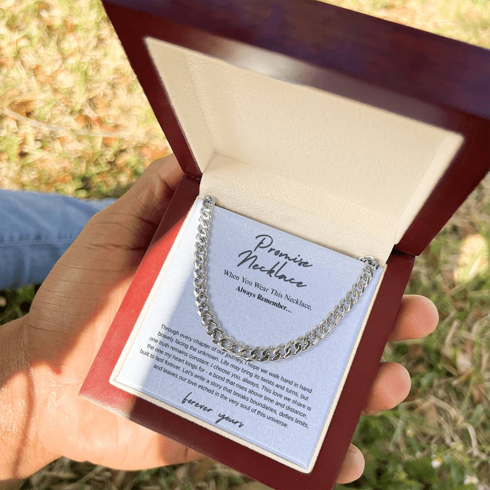 Promise Necklace " Every Chapter Of Our Journey" Cuban Link Chain.