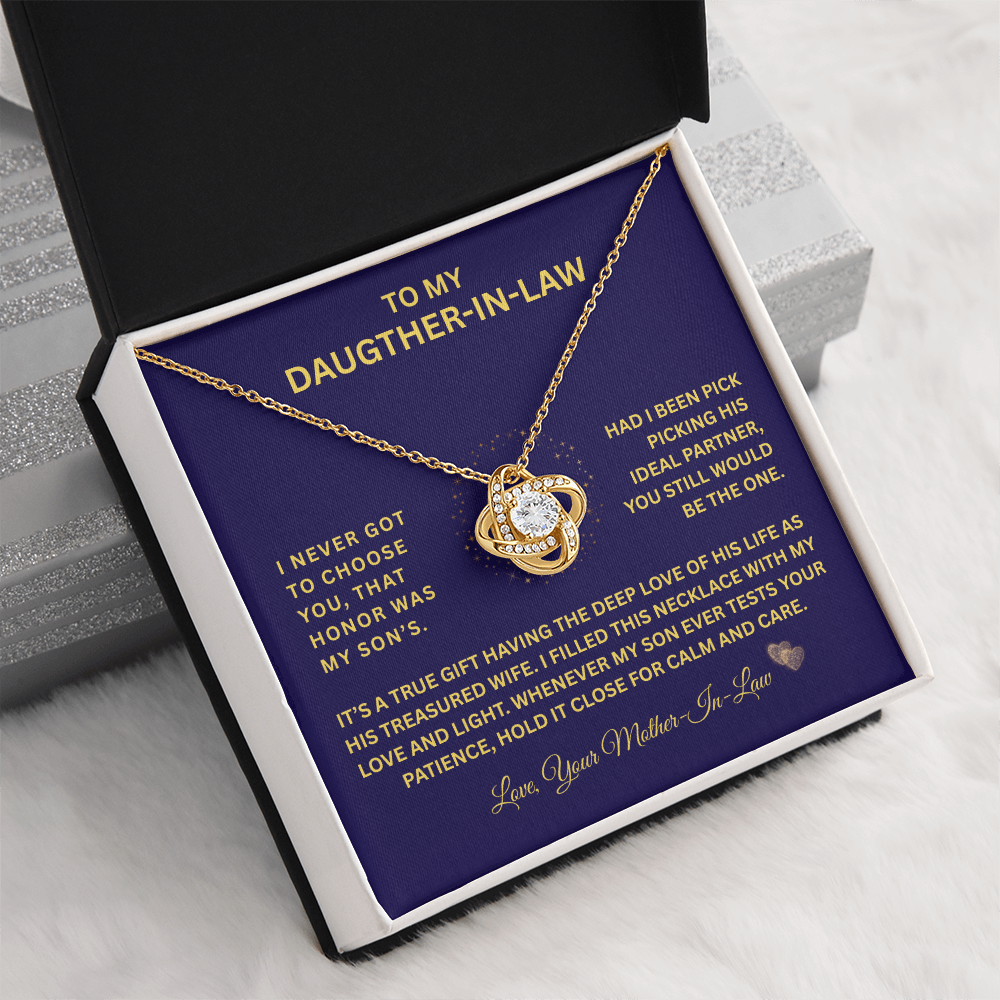 To My Daugther-In-Law "I Fill This Necklace With Love" Love Knot Necklace